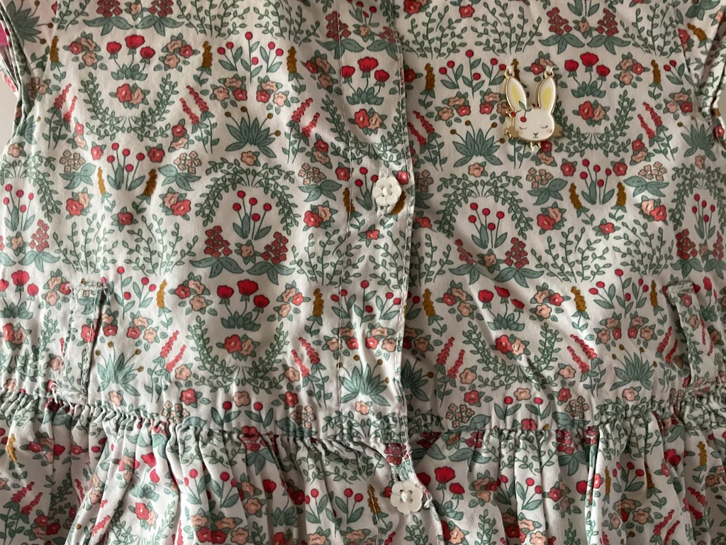 🔥-20%🔥 Robe Sergent Major Fleurs Rouge Vert – 2 ans 92 cm 💯 Coton – photo 2